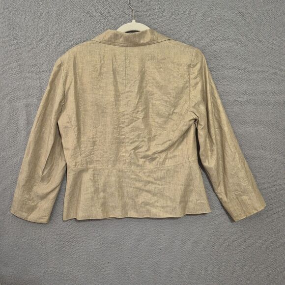 Lafayette 148 New York Women's Golden Tan Linen 3 Button Blazer 10 - Picture 4 of 8